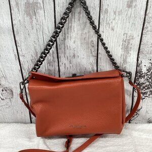EUC Viola Castellani Rustic Orange Leather 2 way bag with detachable crossbody
